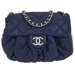 Chanel Blue Calfskin Chain Around Shoulder Bag